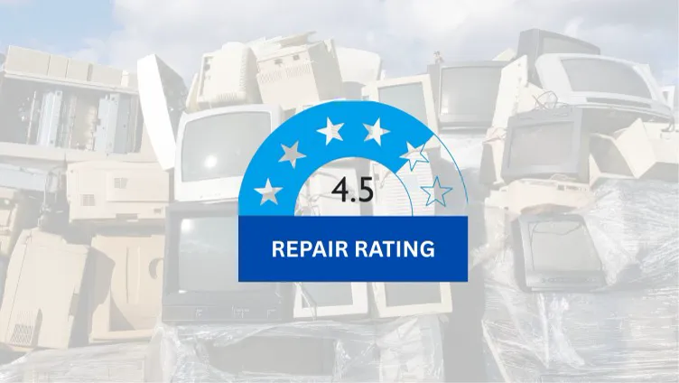 An illustration of a product label showing a repair score